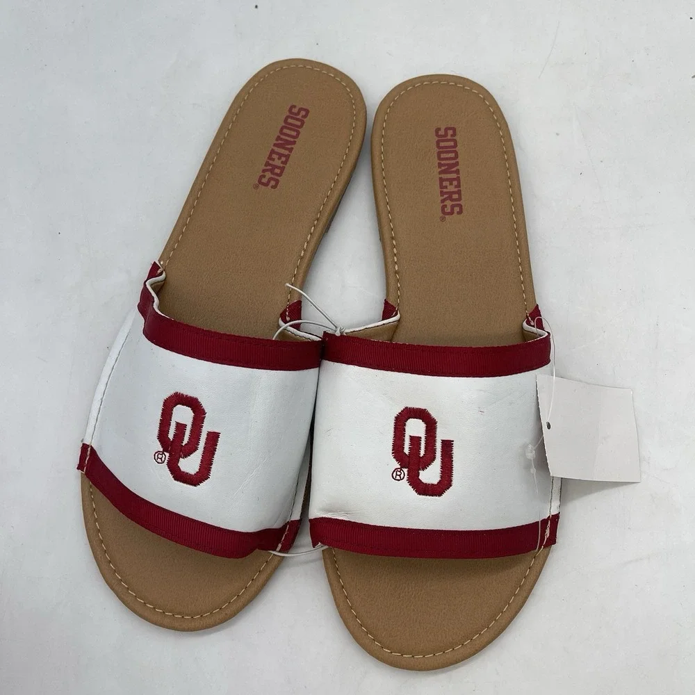 University of Oklahoma Sooners Slides Womens 11 Primary Adjustable Sandals NEW